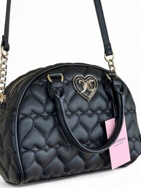 Juicy Couture Flawless Dome Satchel - Liquorice Black - Quilted Hearts - Handbag